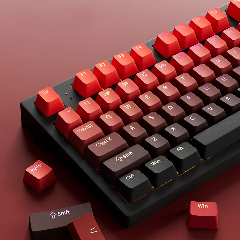 Hongyun is engraving a gradual change of personalized keycaps PBT material Original highly customized DIY mechanical keyboard ke