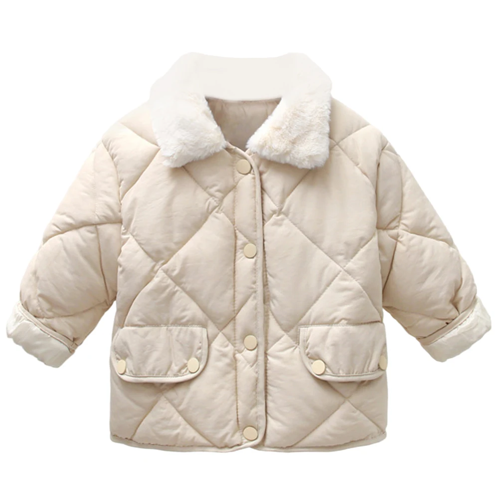 

Детское пуховое хлопковое пальто, легкая теплая стеганая куртка с меховыми лацканами и пуговицами, пуховое пальто ярких цветов для мальчиков, зимний зимний комбинезон для девочек