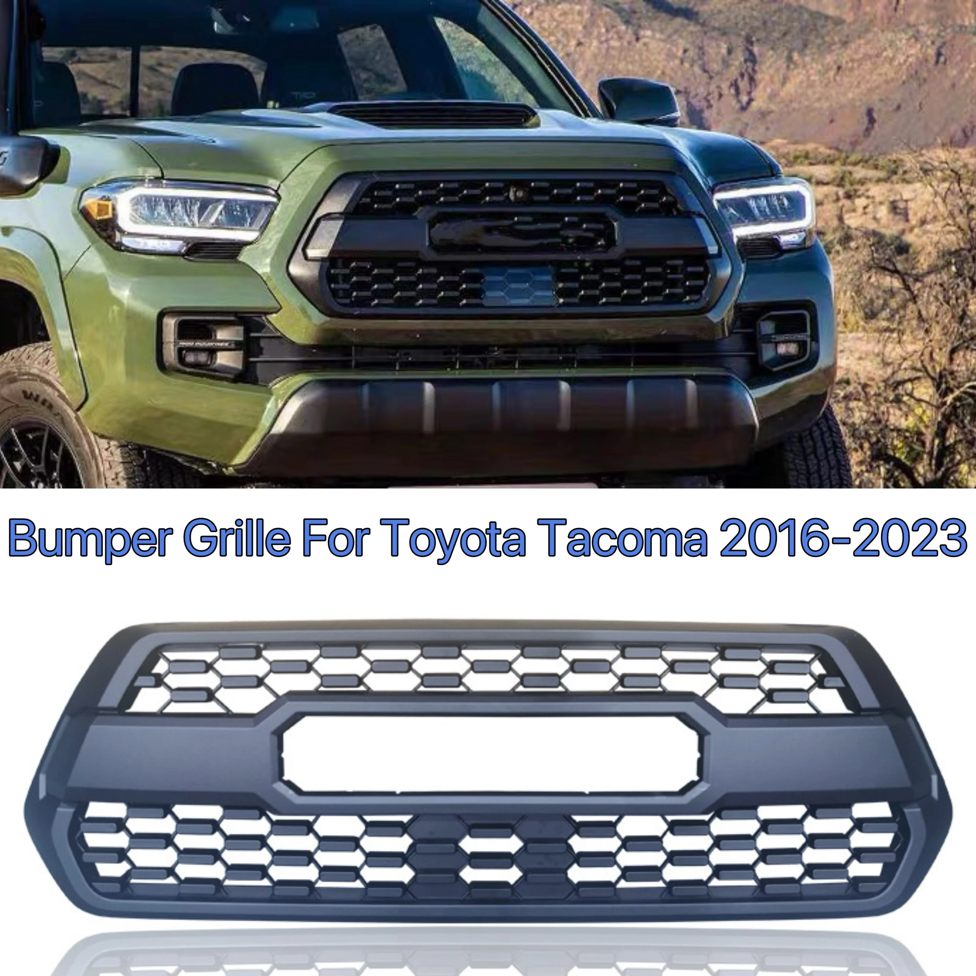 

Front Grille Matte Black Bumper Grille For Toyota Tacoma 2016-2023