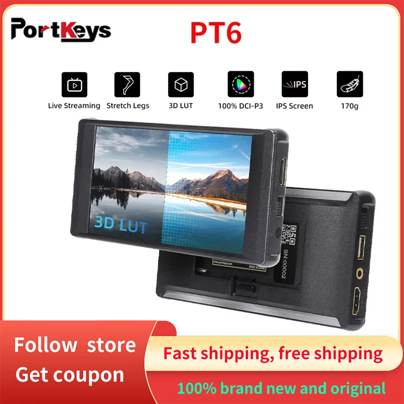 

Portkeys PT6 3D LUT 5.2'' 4K HDMI IPS Touch Screen Camera Field Monitor Control Live Streaming for DSLR Camera