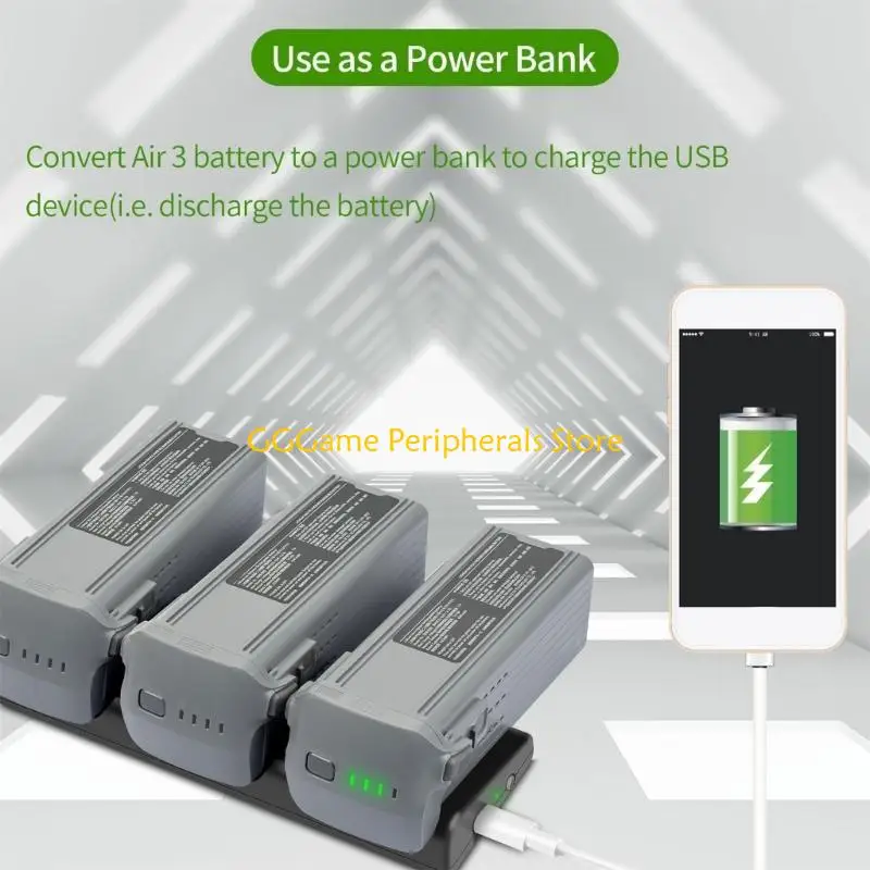 U55B Battery Charging Hub for Air 3 Flight Chargers with 3Slot and Type C Port