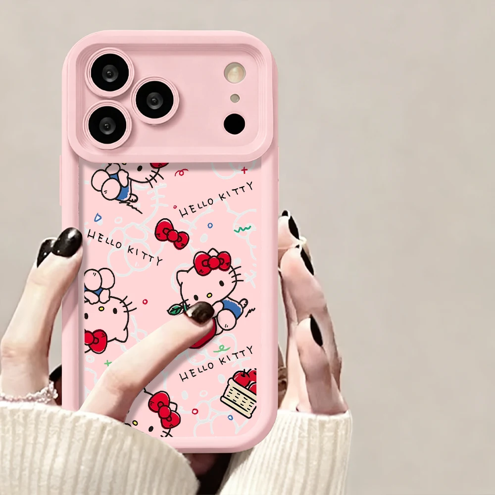 Sweet HelloKitty Phone Case For iPhone 17 16 Pro Max Cases 11 12 13 ProMax 14 15 Plus XS XR 7 8 SE  TPU Shockproof Soft Cover
