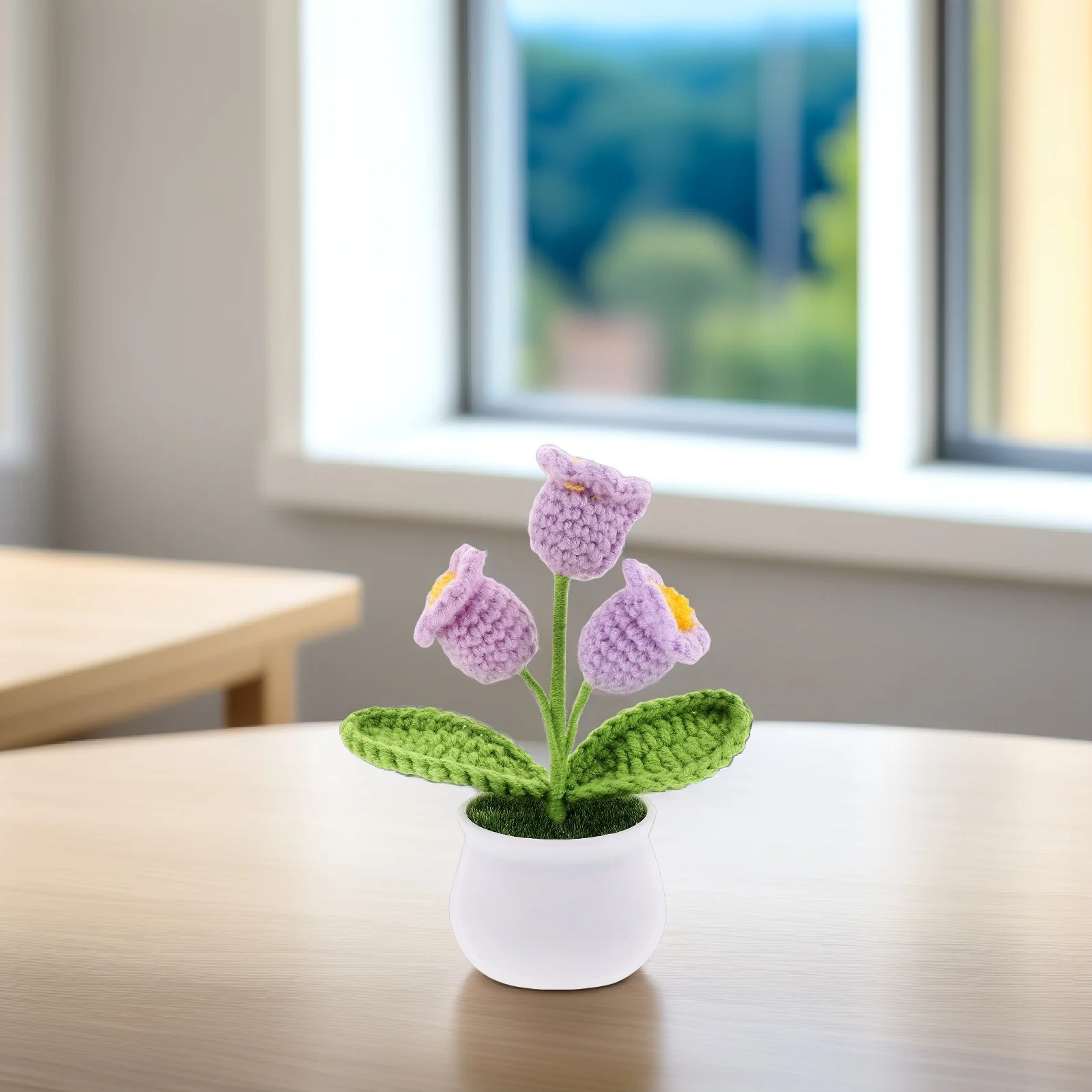 

of The Valley Flower Pot Plant Decorations Table Potted Crochet Artificial Handmade Wool Lifelike Desk Bedroom