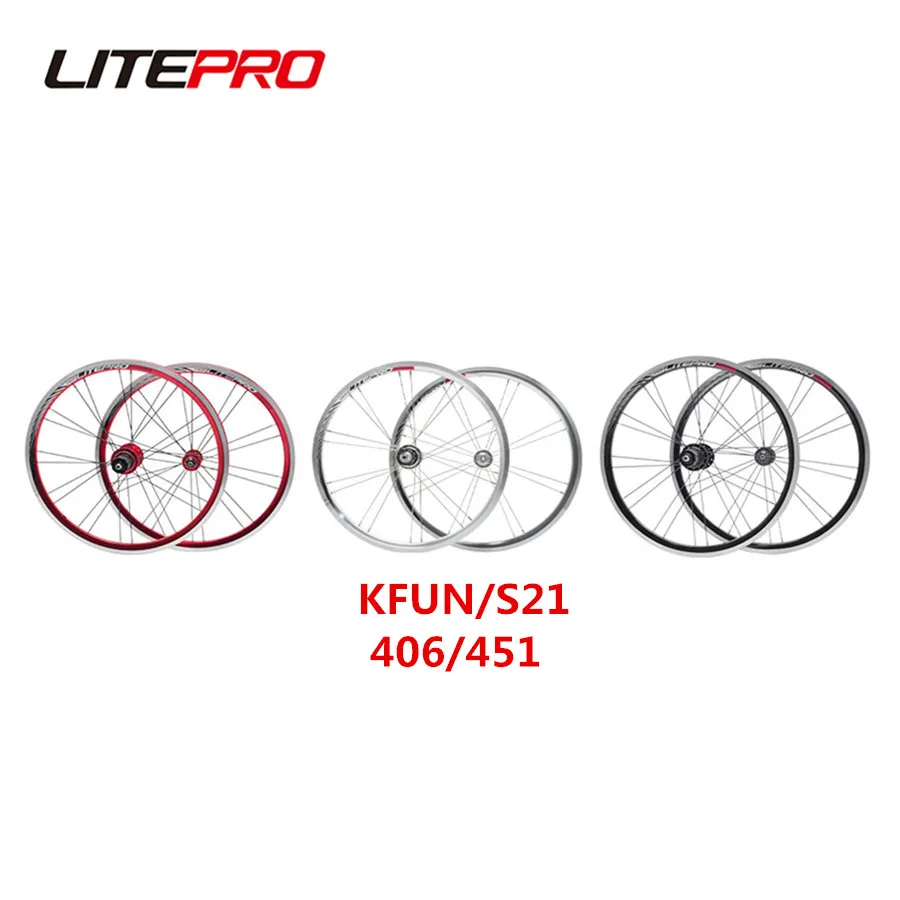 Litepro 406 Folding Bike Wheels K-Fun/S21 Wheelset 74x130 V Brake 100x135 Disc Brake Sealed Bearings 451 Rims 11 Speed For Dahon