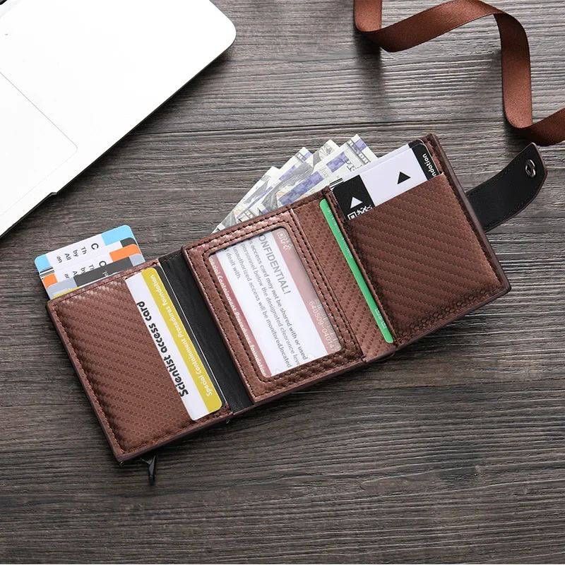 Herren-Geldbörse mit automatischem Aluminiumgehäuse, RFID-Kartenhalter, Metallclip, Kartenetui, elastisch, grenzüberschreitend, beliebt, Visitenkartenetui