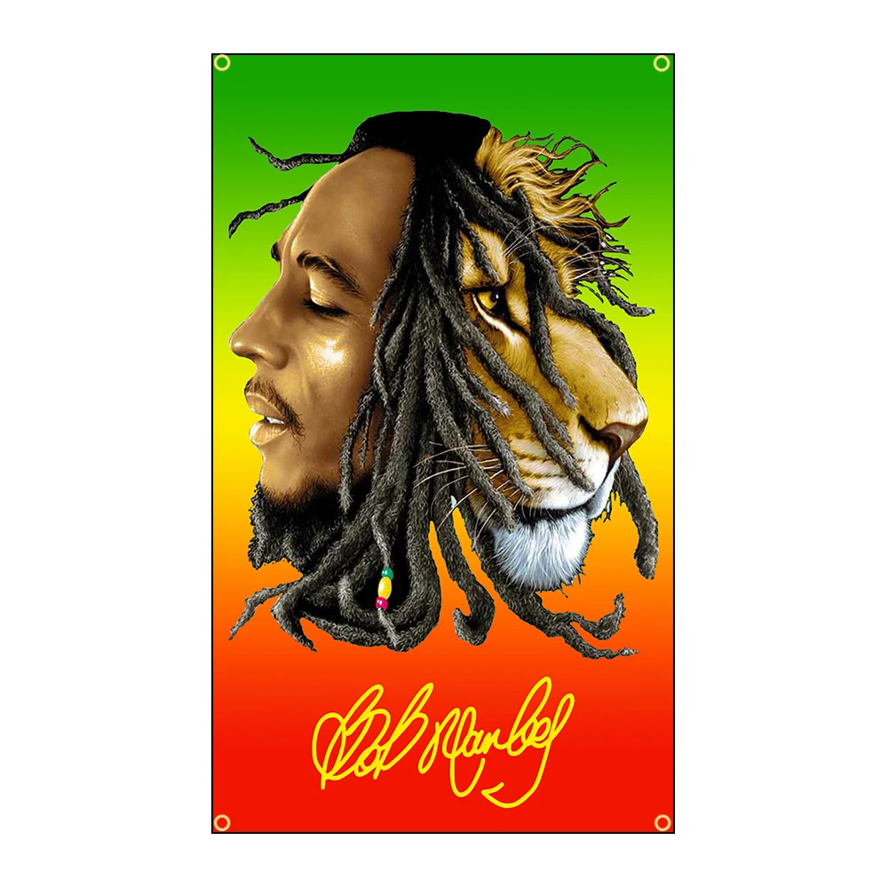 FLAGLAND 90x150cm 3X5 Ft Jamaican Singer-songwriter, Originator of Reggae, Rastafists Bob Marley Banner Decoration Flag