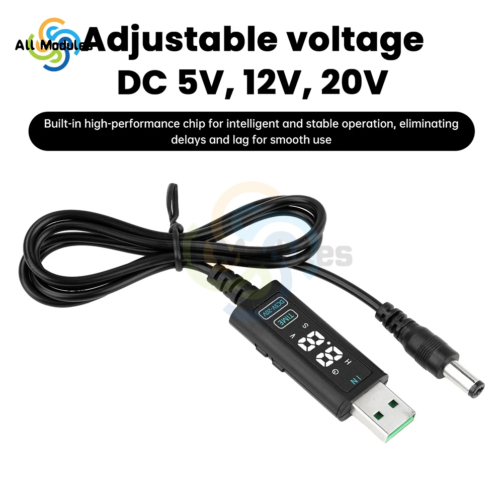 

5V 12V 20V Adjustable USB Boost Converter DC5-10V to 5V 12V 20V USB Step-up Converter Cable For Power Supply/Charger/Router