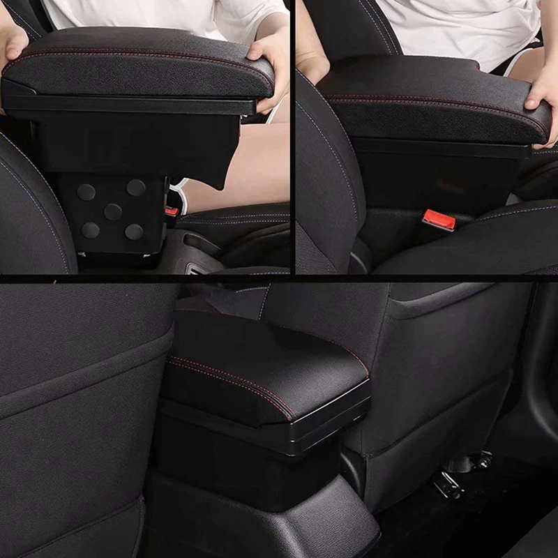 For Nissan Juke Infiniti ESQ 2011-2019 Central Armrest Consoles Storage Box Handrails Double Layer Storage W/ 3 USB Port