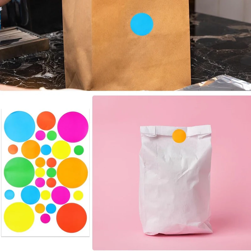 112 Pcs Round Shape Stickers 4 Sheets Self-Adhesive Stickers Set 3 Sizes Dot Stickers Kit for Scrapbooks Water Bottles Mailboxes - view 3