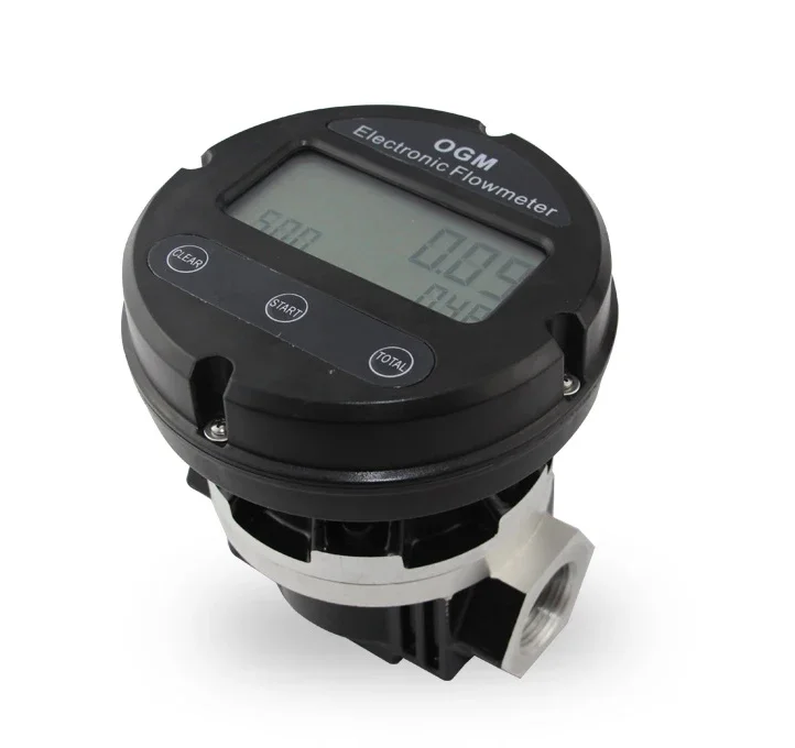 Local LCD Display 1,1.5,2 Inch Diameter And High Accuracy OGM Oval Gear Digital Flow Meter