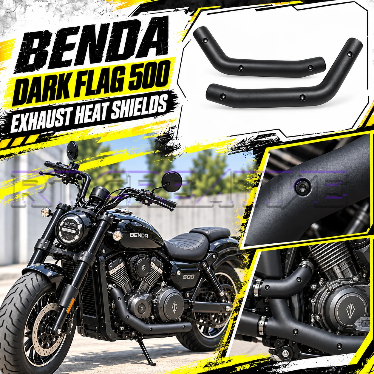 Motorcycle Exhaust Pipe Anti-scald Heat Shield Protective Cover Fit Benda Darkflag 500 V4 Black Flag 500