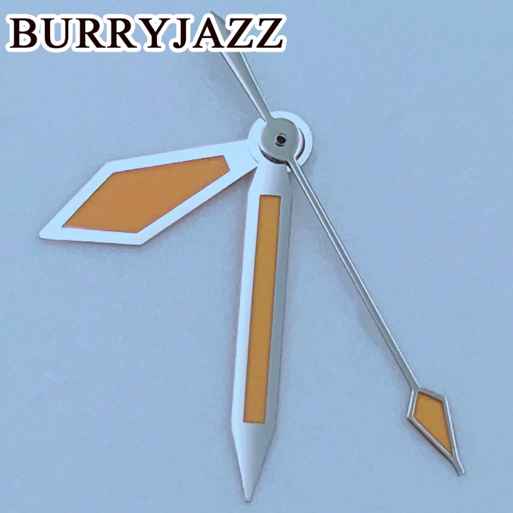 BURRYJAZZ NH35 NH36 NH38 7S26 7S36 4R35 4R36 Wskazówki zegarka Srebrne Pomarańczowe Wskazówki Zielone Świecące