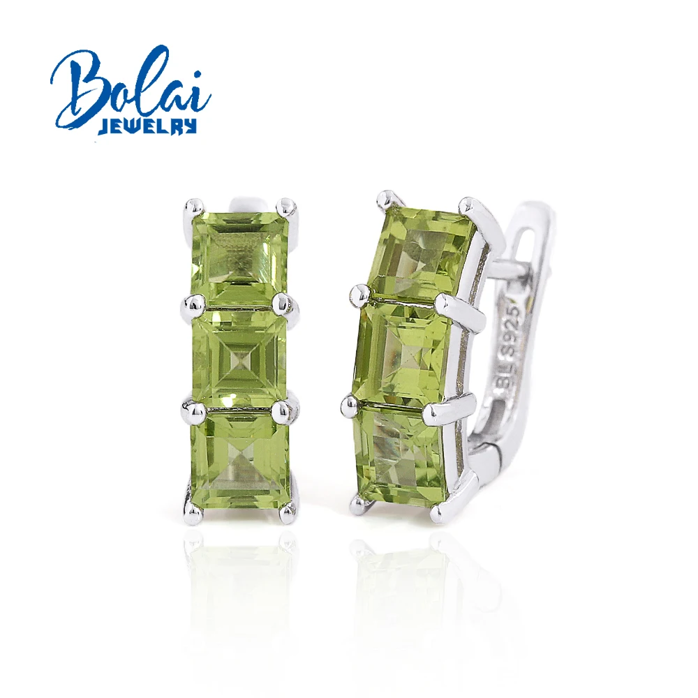 925 Sterling Silver Women's Earrings Natural Square 5.0mm Peridot Simple Fine Jewelry for Banquet And Holiday Gifts