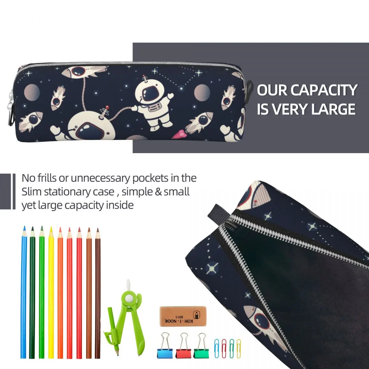 Space Galaxy Cartoon Magical Pencil Cases Fun Pen Holder Bags studente Large Storage materiale scolastico Pencilcases con cerniera