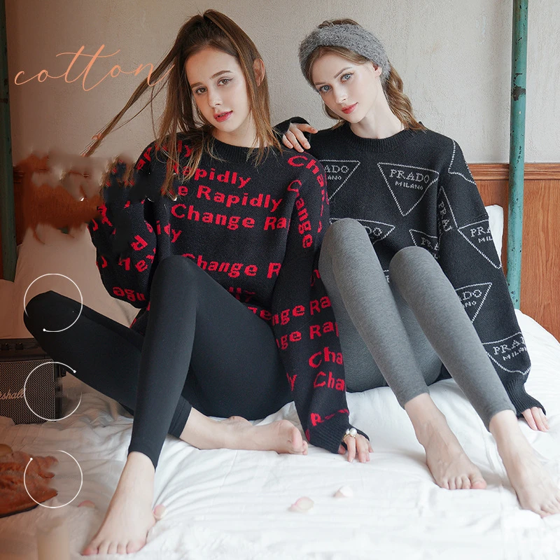 

2022 Women Autumn Winter Warm High Waist Super Elastic Bottoming Leggings Pantyhose Female Thicken Fleece Slim Legging Pants