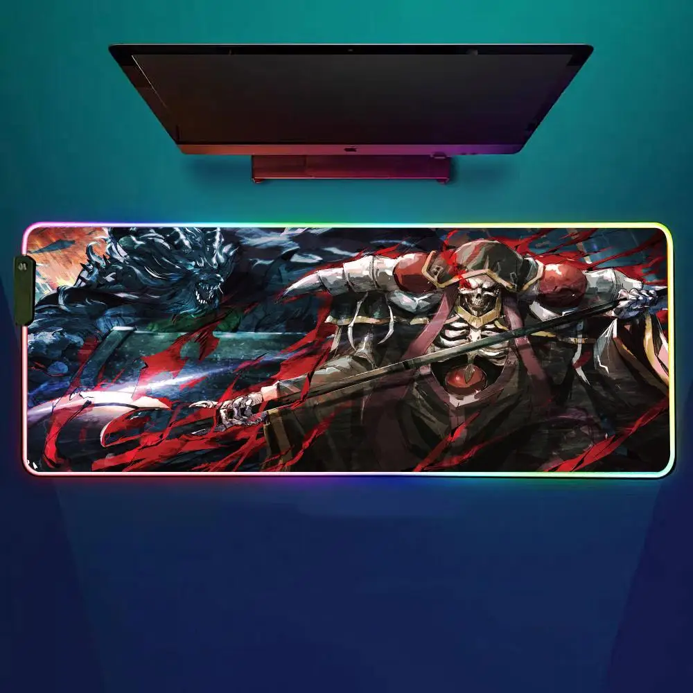 

Популярный аниме коврик для мыши Overlord RGB игровой коврик для мыши настольный коврик HD геймер большой светодиодный светильник XXL коврики для мыши