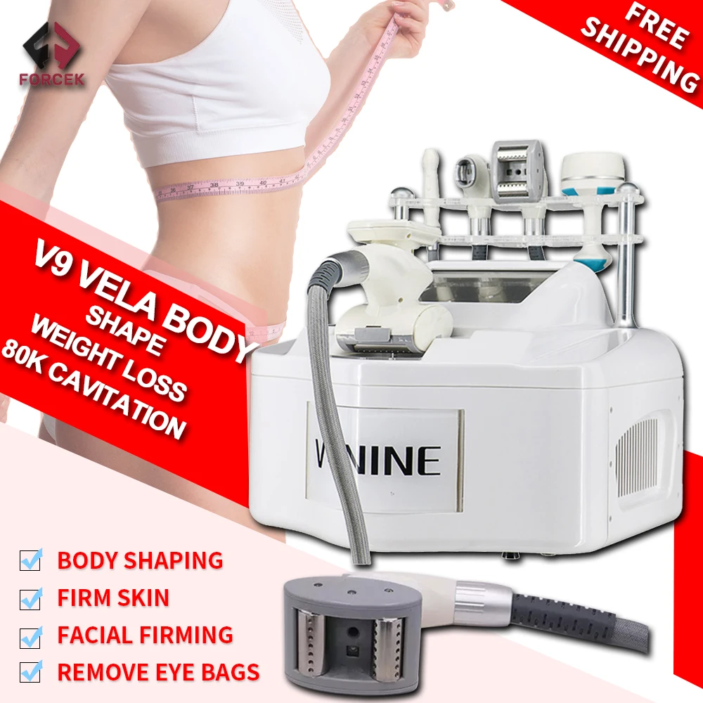 

Portable V9 Vela Body Shape Weight Loss Vacuum 80K Cavitation Slimming Roller Shaping Massage Machine Fat Removal Face Lift