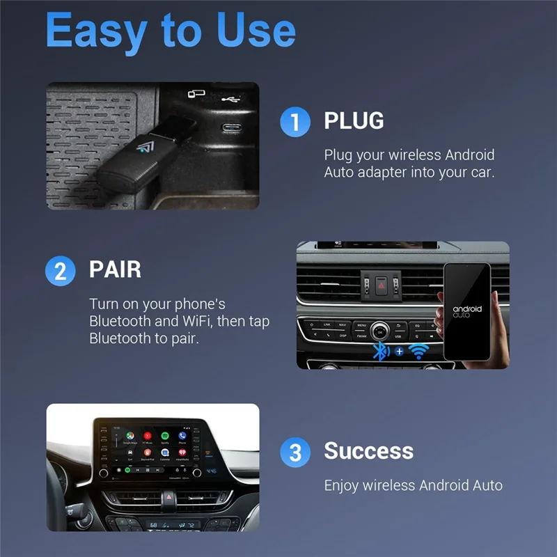 -BOFF Adaptador inalámbrico para automóvil Android, pequeño dongle inalámbrico para automóvil Android convierte cableado a inalámbrico para automóviles Android