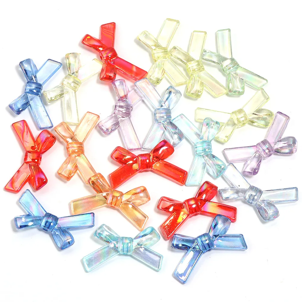 20pcs/lot Acrylic Clear Mix Butterfly Bow Beads Candy Loose Beads DIY Jewelry Making Phone Key Bag Chain Car Pendant Accessories