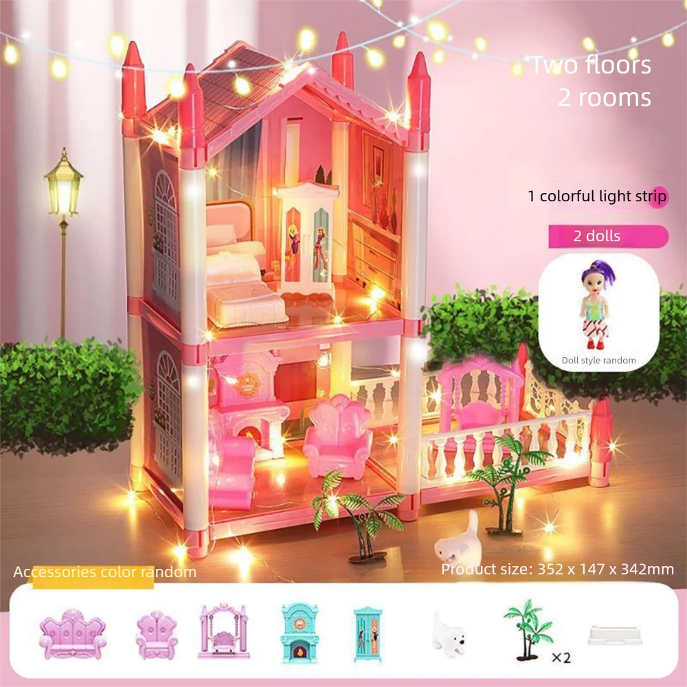

Creative Pink Doll Houses Plastic Variety Size Assembled Toy House DIY Accessories Developmental Toys Princess Villa Girl Gift
