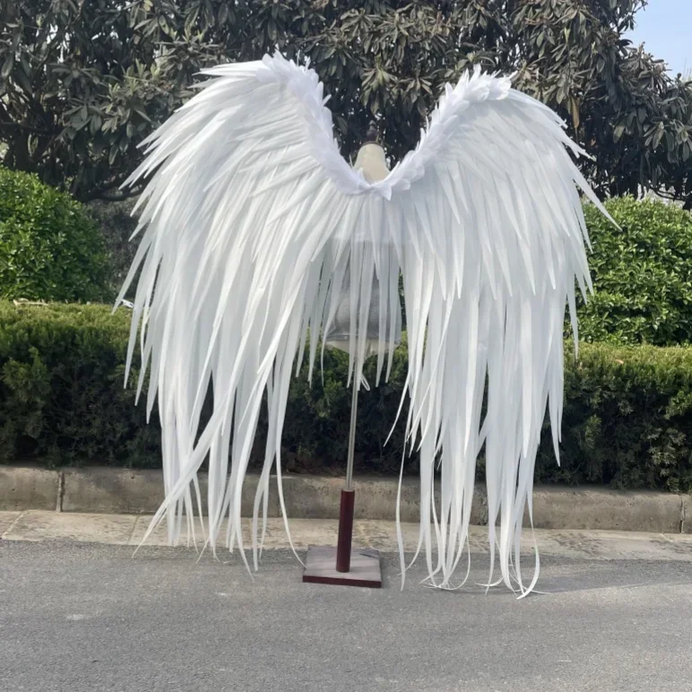 جديد الأبيض أجنحة الملاك الرقص الدعائم سوان محاكاة ريشة استوديو اطلاق النار صور كوس الأجهزة الزخرفية
