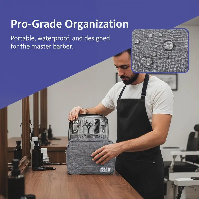 1Pcs Barber Hair Clipper Storage Bag Multi Compartment Oxford Haircut Tool Organizer Shockproof Portable Carry Case For Salon