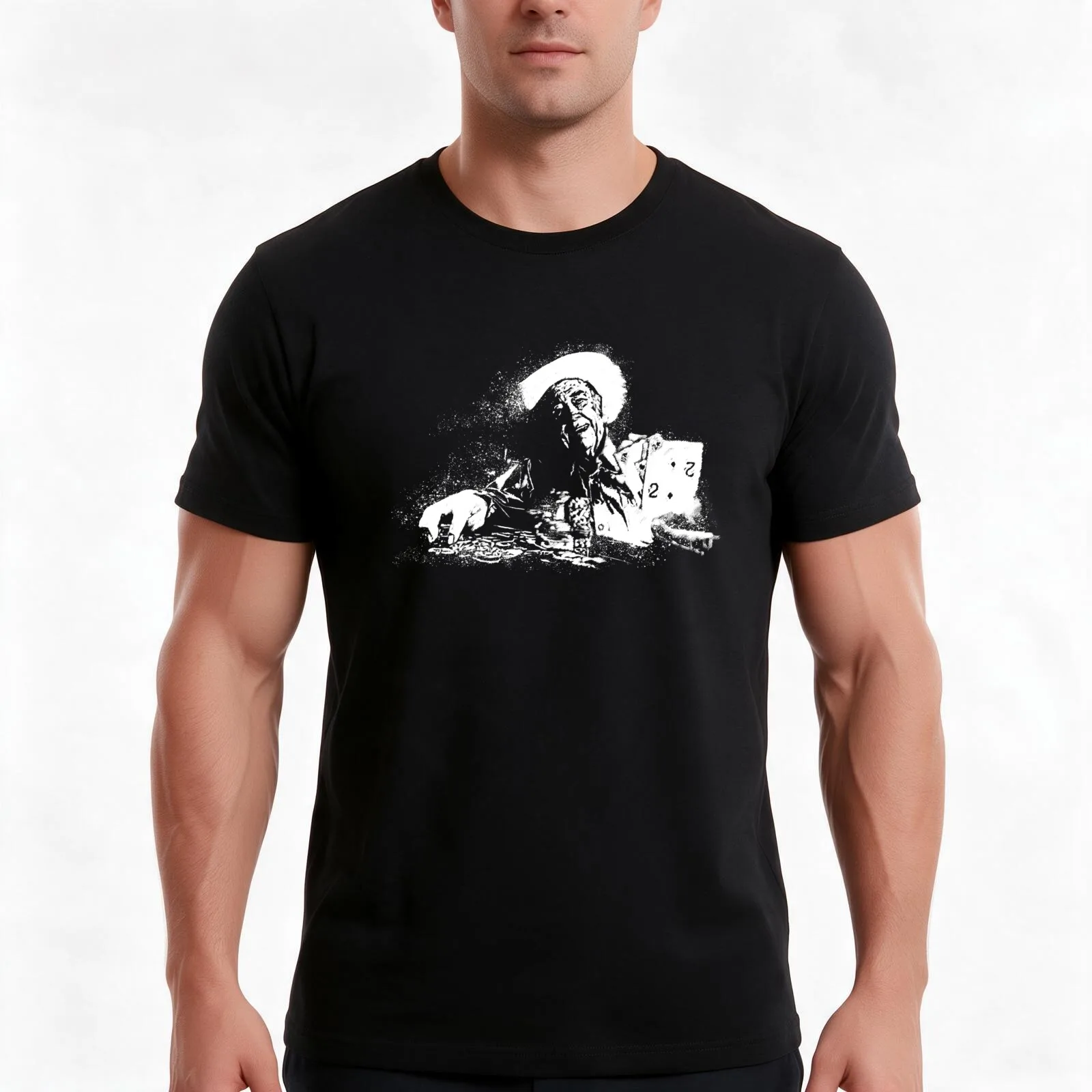 Doyle Brunson Painting T-Shirt, Cool Short Sleeve T Shirt, Loose Casual Summer Unisex Top