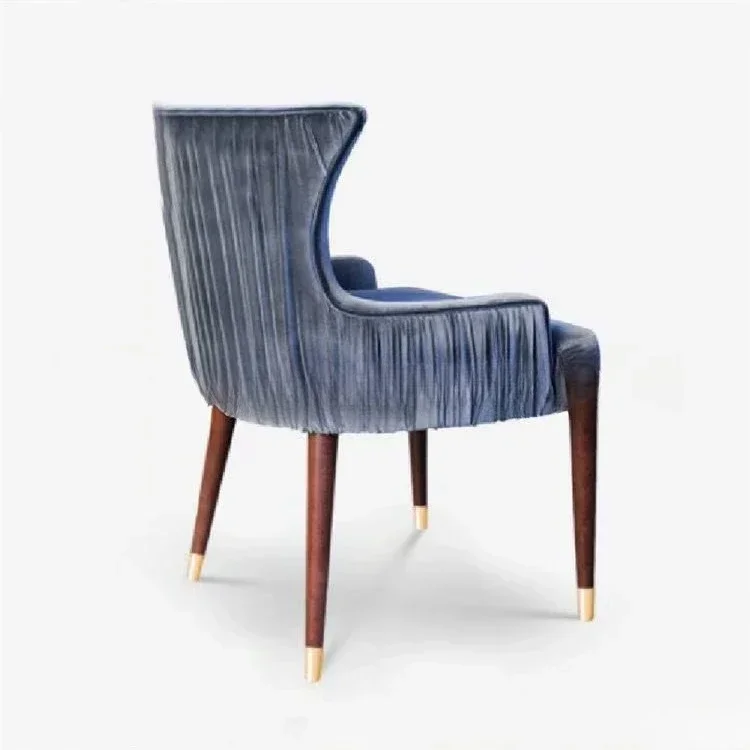 American flannel fabric solid wood dining chair furniture leisure hotel clubhouse cafe fashion reception chair