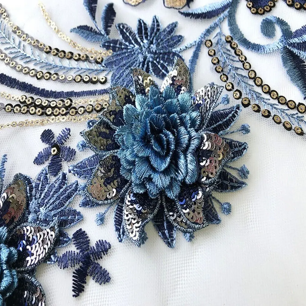 Polyester Mesh Embroidery Flower Lace Patch Sew Clothing Decoration Embroidered Fabric Stickers DIY Embroidery Patch Clothing