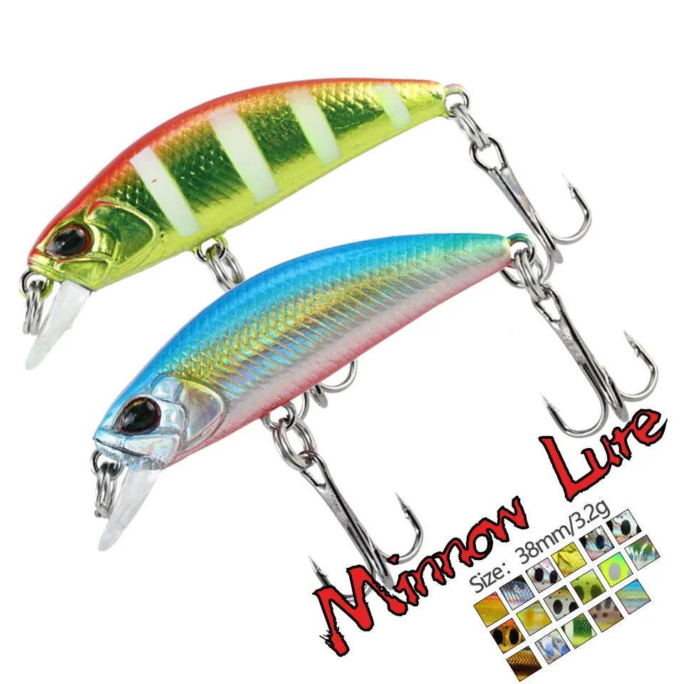 1PCS 38MM/3.2G Japanese Sinking Minnow Fishing Lure Mini Wobbler Swimbait Micro Fishbait Pesca Trout Perch Artificial Hard Bait