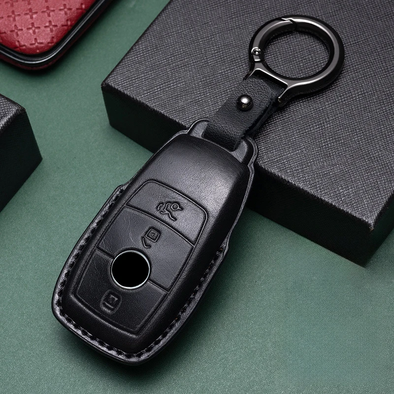 Echtes Leder Autoschlüssel-Etui für Mercedes Benz E C S GLC Klasse E200 E400 E63 W213 S550 S560 C260 A200 Schlüsselhülle Zubehör