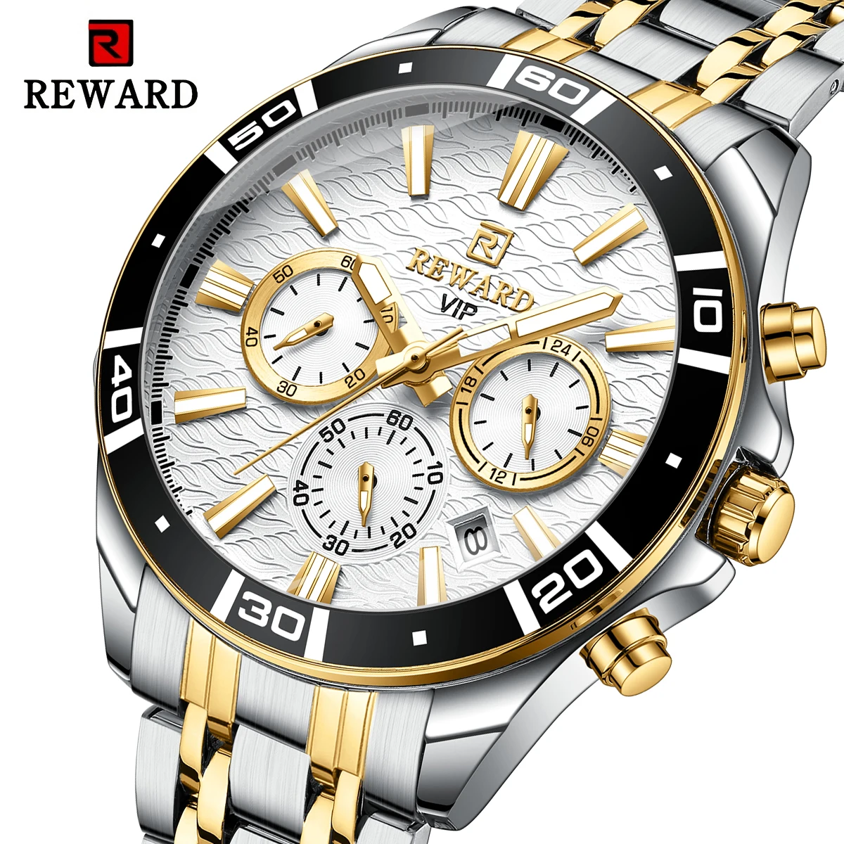 REWARD Men Watch Quartz Movement Stainless Steel Fashion Business Watch Man Clock Montre Homme