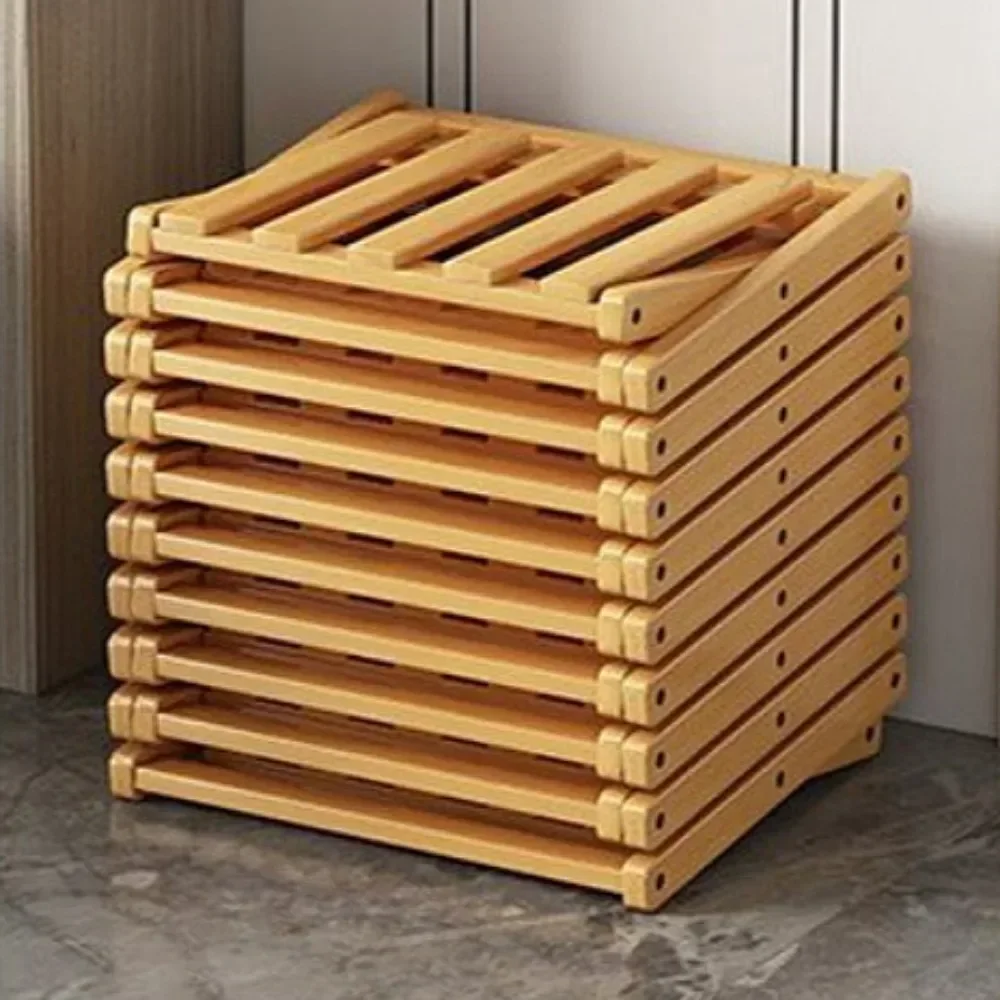 Multi Layer 5/6/7/8/9 Layer Simple Breathable Shoe Shelf Multifunctional Foldable Shoes Shelf Cabinet Simple Bamboo  Saves Space image 4