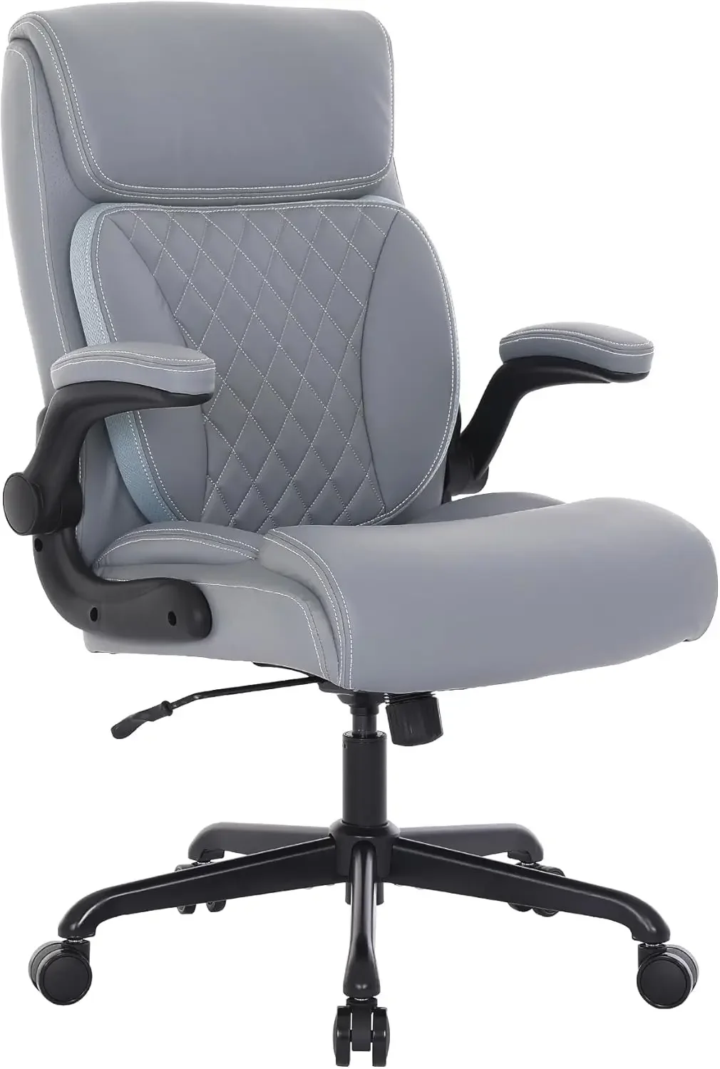 Executive Office Chair, Ergonomic Home Office Desk Chairs, PU Leather Computer Chair with Lumbar Support, Flip-up Armrests and A