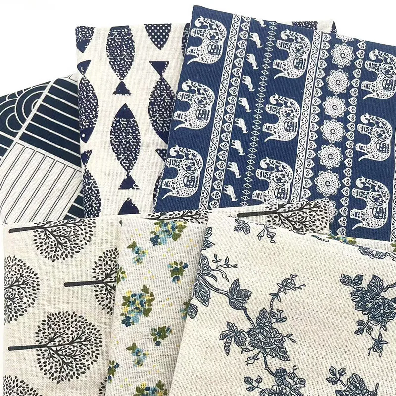 Tkanina w stylu retro boho z kwiatowym wzorem, mieszanka bawełny i lnu, miękka tkanina dekoracyjna na obrus, narzutę na sofę, zasłonę okienną i do dekoracji wnętrz