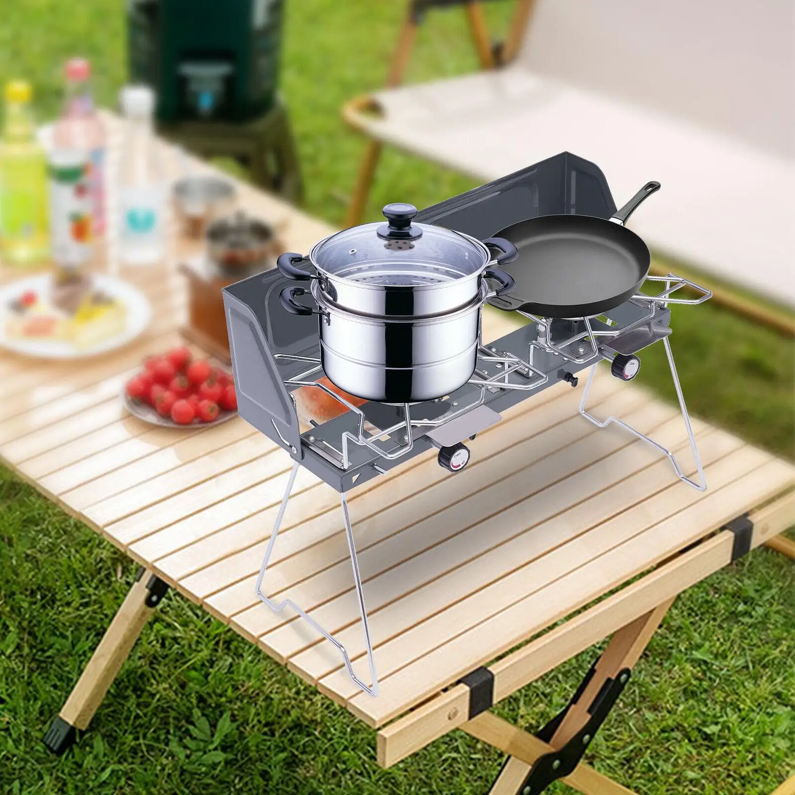 Portable Camping Gas Stove Electronic Ignition Foldable Outdoor Cooking Burner Stainless Steel Tourism Picnic BBQ Cassette