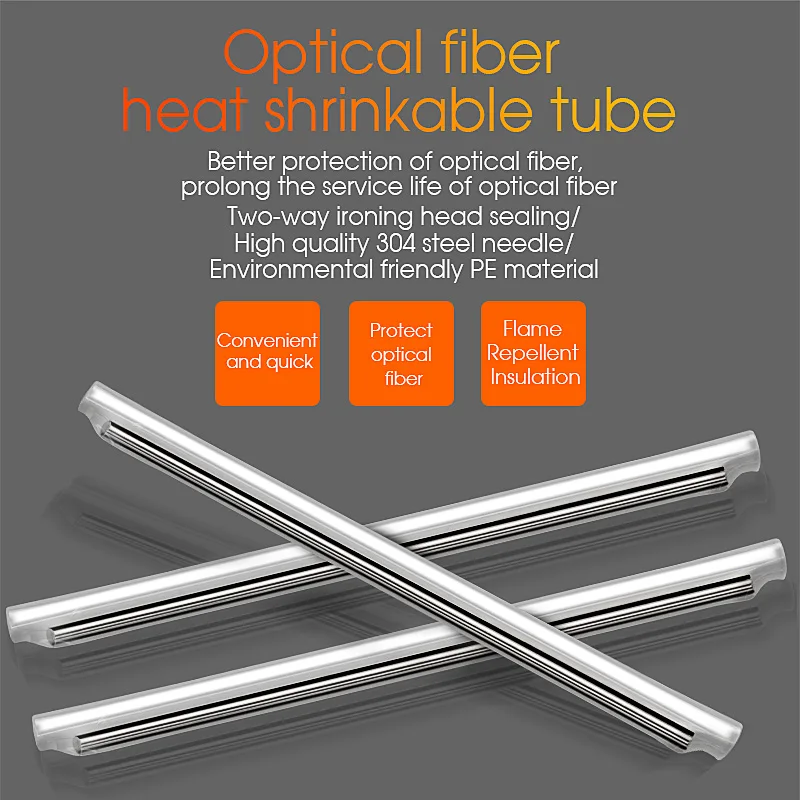 500/1000PCS 60mm Bare Fiber Heat Shrinkable Tubes (Thin Tube) FTTH Fiber Optic Fusion Splice Protection Tube Single Steel Needle