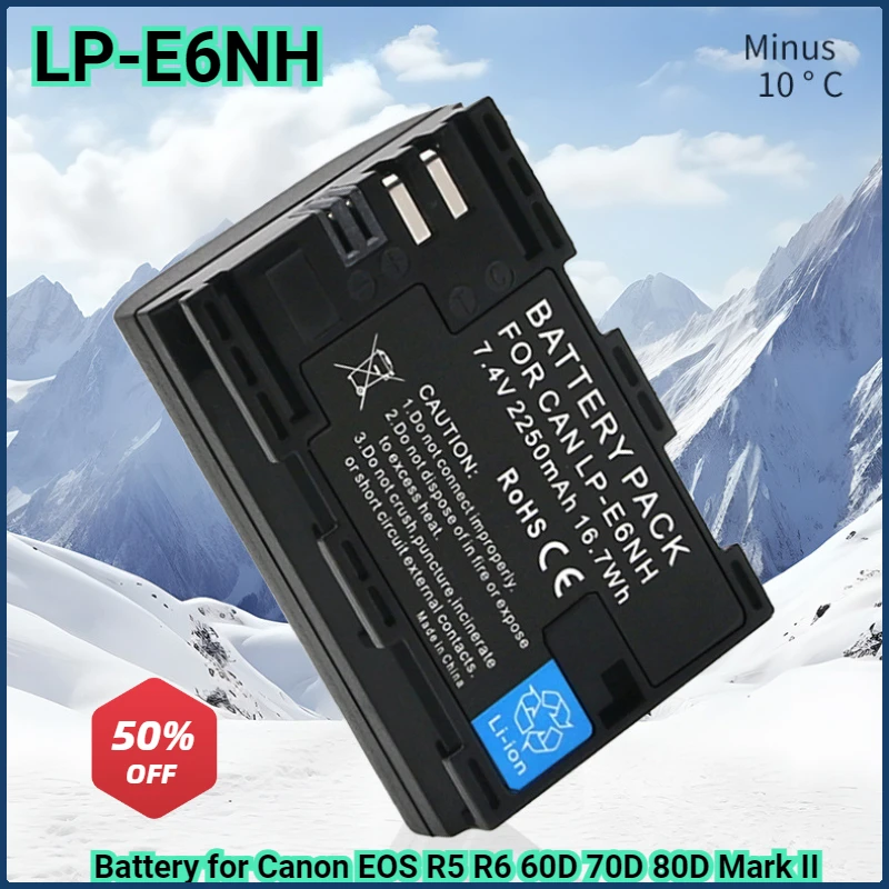 1/2/4 Pieces LP-E6NH Replace LP-E6N LP-E6 Battery for Canon EOS R R5 R6 80D 90D 60D 70D 5D IV 5DS R 7D Mark Camera Mark II