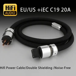 HIFI Power cable 7N OFC Conductor C19 20A Power Cable Audio Power Cord EU Mains Cord plug for Audiophile Speaker Amplifier CD