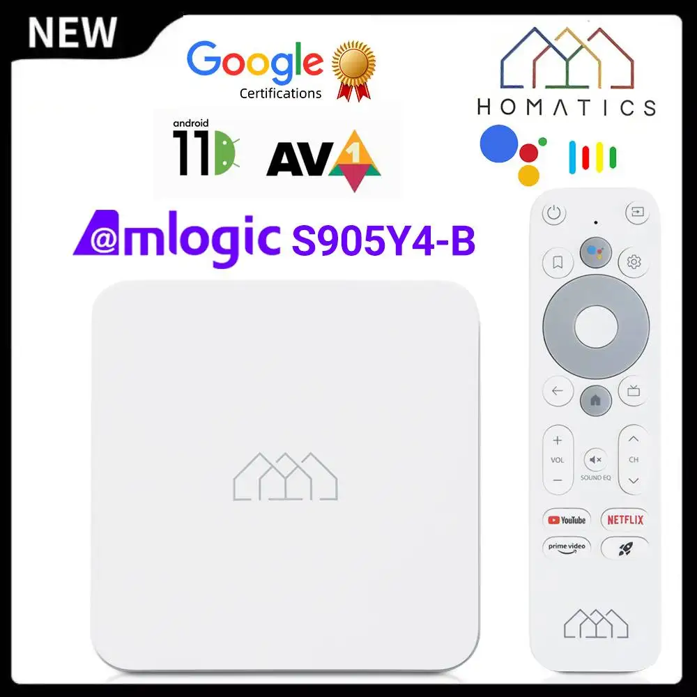 HOMATICS Box R Lite 4K TV Box Androidtv 11 Player Google Netflix Certified Amlogic S905Y4-B Dolby Atmos 2.4&5G 2T2R Wifi BT5.0