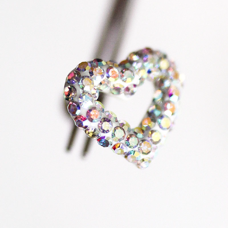 스테인리스 스틸 귀걸이 나선 피어싱 크리스탈 하트 플랫 이어 스터드, 한국 패션 이어 피어싱 나사, 소녀 쥬얼리, 1PC, 신제품