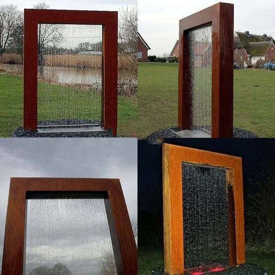 New trend oriental corten steel pond wall waterfall for garden