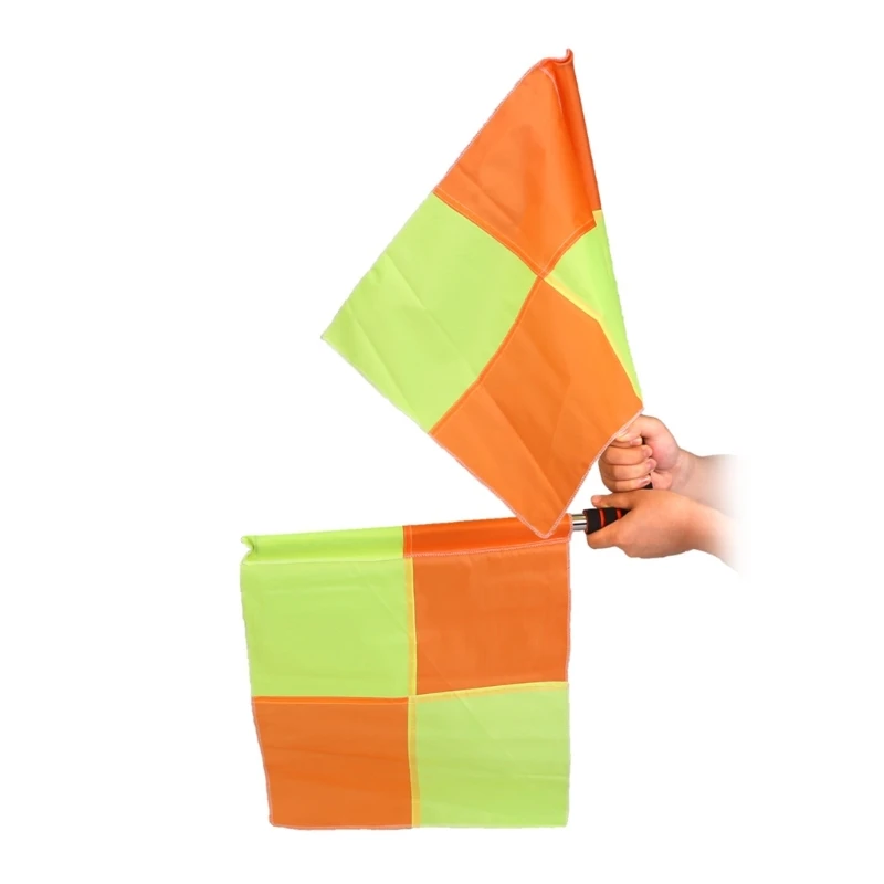 2 Pcs Sports Game Football Linesman Flags Soccer Referee Flags Portable Checkered Linesman Flags with Bag Easy to Use