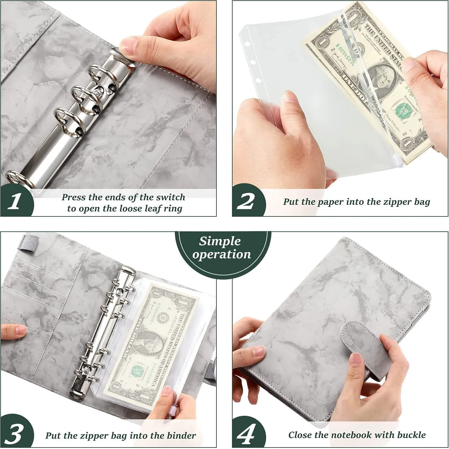 A6 Pu Lederen Bindmiddel Budget Planner Notebook Map Met 12 Pcs Rits Bindmiddel Pocket Cash Enveloppen Persoonlijke Cash Budget Systeem