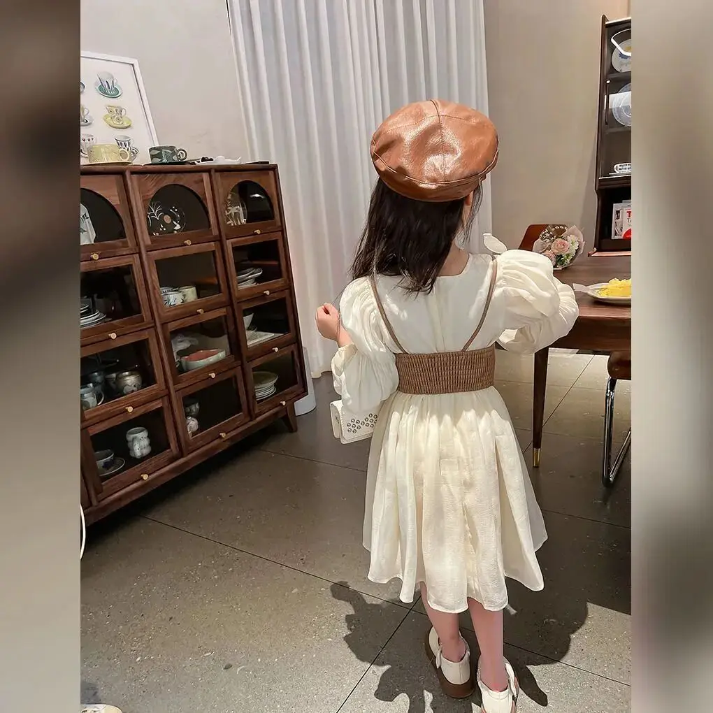 Vestidos de manga larga para niñas adolescentes, vestido de princesa para bebés, chaleco para niñas, traje para niñas, Vestido largo de línea A,