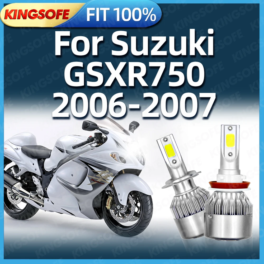Motorcycle H7 H9 LED Headlight 10000LM High Low Beam Moto Front Bulbs 6000K White For Suzuki GSXR750 2006 2007