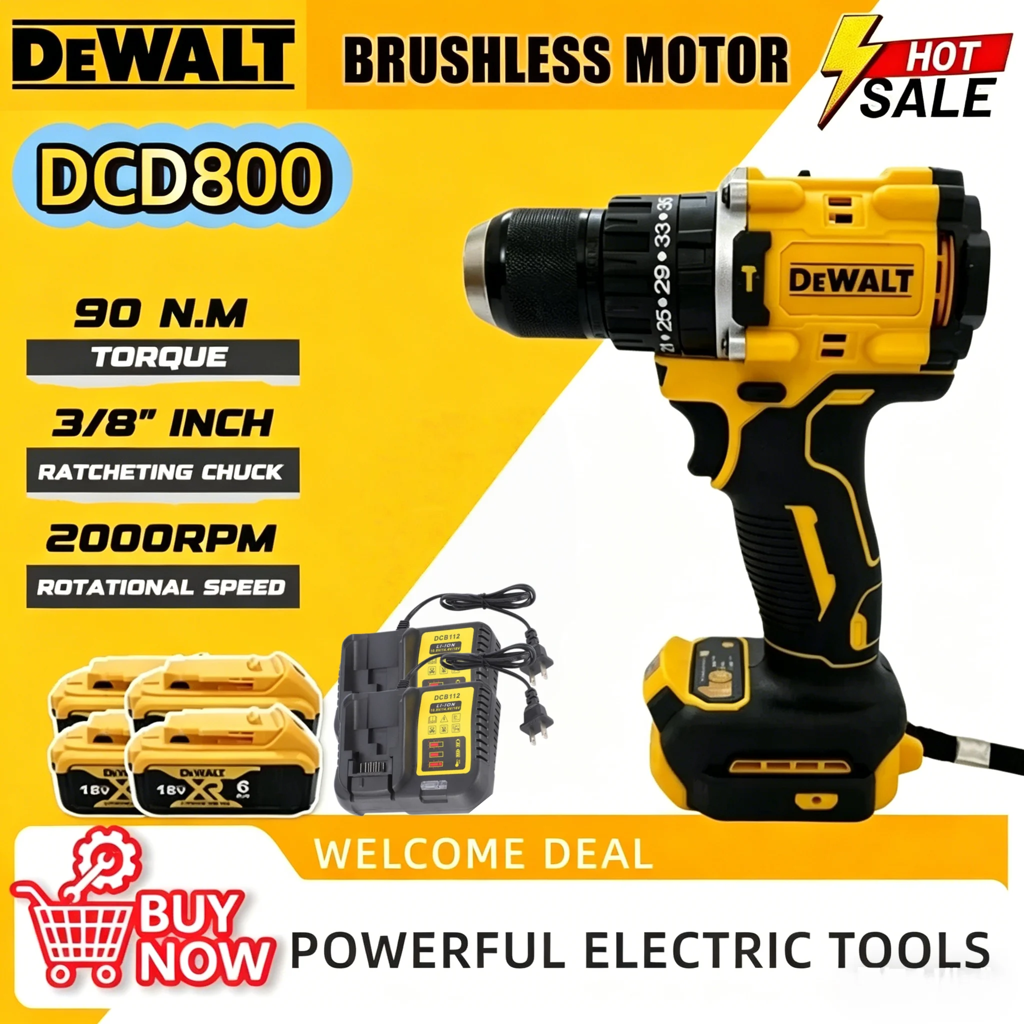 

Аккумуляторная бесщеточная дрель-шуруповерт Dewalt DCD800, 2000 об/мин, 1/2 дюйма, 20В, литиевая, для аккумуляторов Dewalt