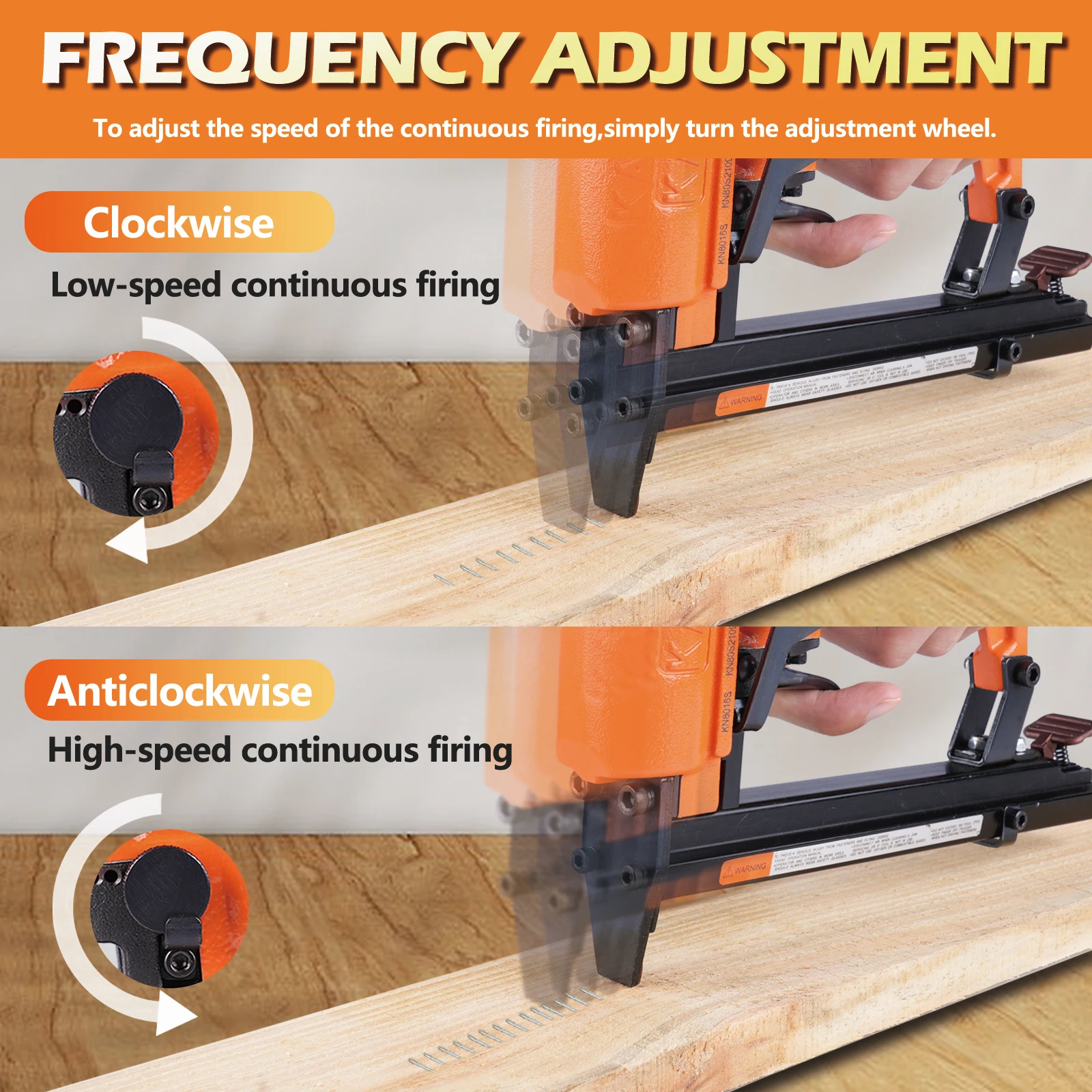 KAMSIN KN8016S 21 Gauge Pneumatic Continuous Firing Mode Upholstery Stapler for 80 Series 12.8mm Crown Staples, for Furniture