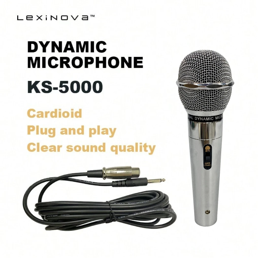 

KS-5000 Sliver Professional Dynamic Microphone Handheld Vocal Mic With Switch For Party Karaoke Recording Good Sound Quality
