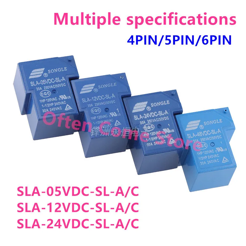 

5Pcs Power relay SLA-05VDC-SL-A SLA-12VDC-SL-A SLA-24VDC-SL-A -C T90 30A 4PIN 5PIN 6PIN 5V 12V 24V 48V Time Relay